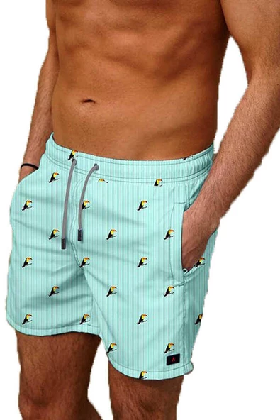 Mint Su İtici Özellikli Dijital Baskılı Erkek Deniz Şort Mayo - 167-Mint ürün görseli