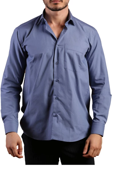 İndigo Rahat Kesim Cepli Uzun Kol Regular Fit Erkek Gömlek  - 150-15
