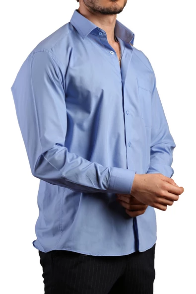Koyu Mavi Rahat Kesim Cepli Uzun Kol Regular Fit Erkek Gömlek  - 150-23 - 3