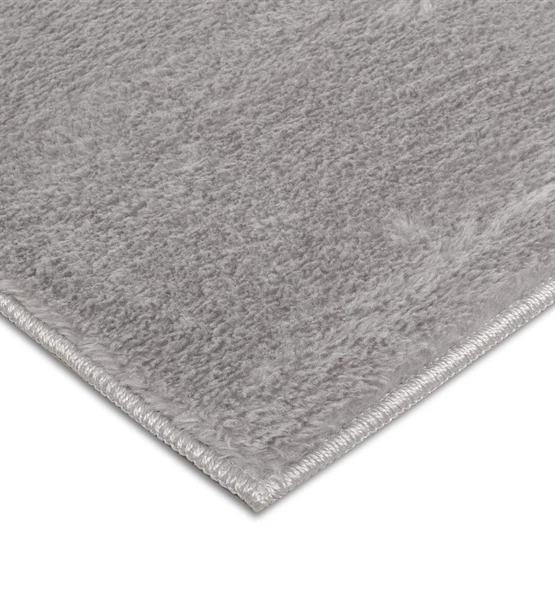 Dekoratif Puffy Peluş Yumuşak Kaymaz Taban Kesme Halı Yolluk Gri - 7