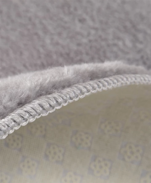 Dekoratif Puffy Peluş Yumuşak Kaymaz Taban Kesme Halı Yolluk Gri - 5