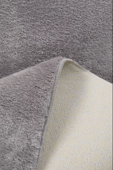 Dekoratif Puffy Peluş Yumuşak Kaymaz Taban Kesme Halı Yolluk Gri - 4