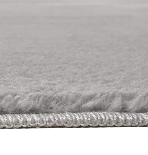 Dekoratif Puffy Peluş Yumuşak Kaymaz Taban Kesme Halı Yolluk Gri - 6