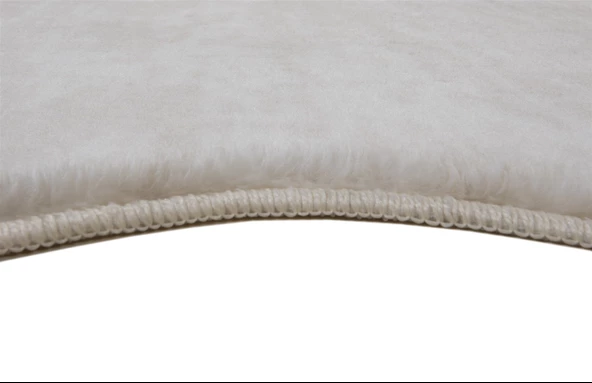 Dekoratif Puffy Peluş Yumuşak Kaymaz Taban Kesme Halı Yolluk Desenli Krem - 5