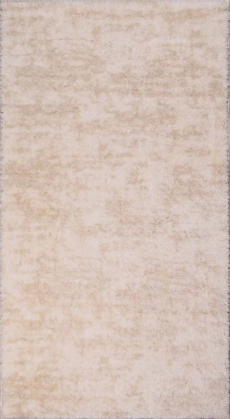 Dekoratif Puffy Peluş Yumuşak Kaymaz Taban Kesme Halı Yolluk Desenli Krem - 2