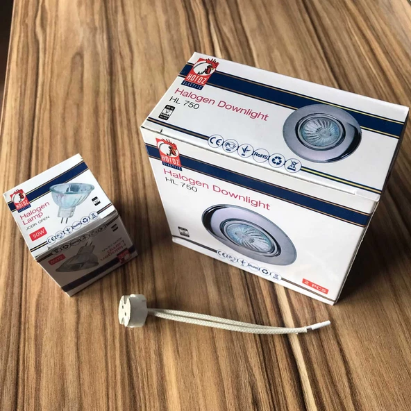 1 TAKIM SPOT LAMBA VE KAİDE HOROZ 220X50 50 Watt Çanak Ampul Ampül Mr 16 Duylu - 2