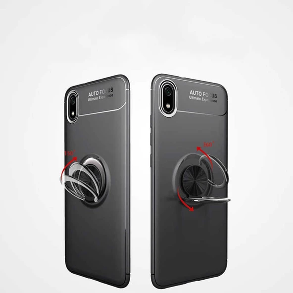 Xiaomi Redmi 7A Yüzüklü Standlı Manyetikli Kamera Korumalı Kılıf - Resim 9