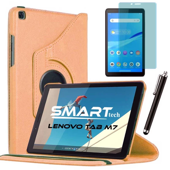 Lenovo Tab M7 7 inç Standlı Tablet Kılıfı Ekran Koruyucu Kalem Set - 6