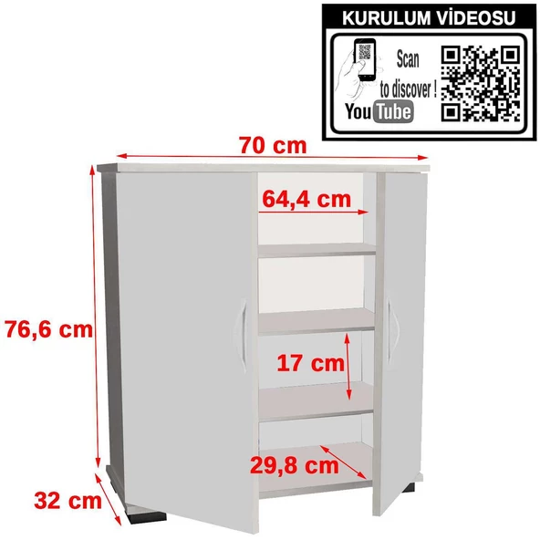Modilayn BULUT 70 x 76 cm Ayakkabılık Dolabı Cordoba - 8