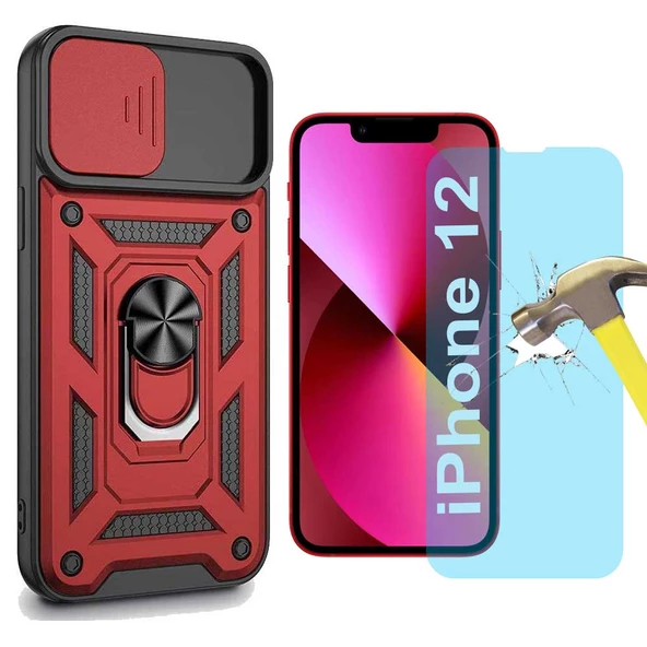 Apple iPhone 12 Uyumlu Koruma Seti Tank Kılıf ve Nano Cam Set - 6