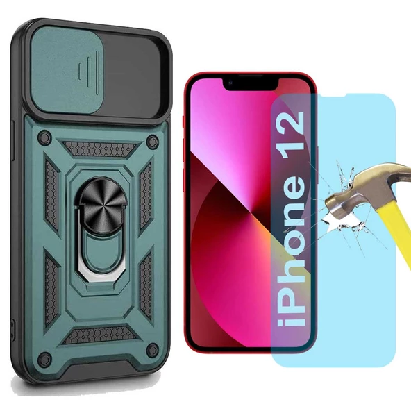 Apple iPhone 12 Uyumlu Koruma Seti Tank Kılıf ve Nano Cam Set - 5