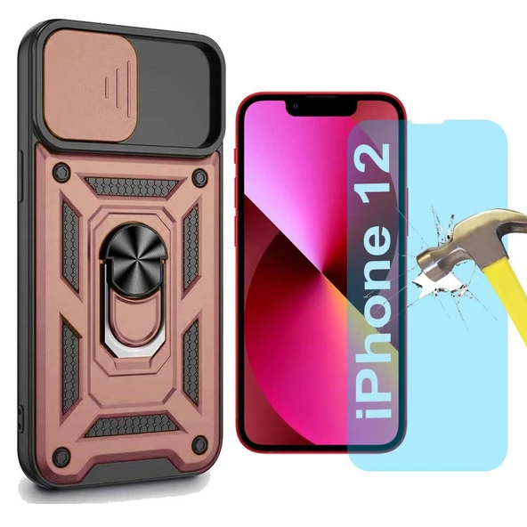 Apple iPhone 12 Uyumlu Koruma Seti Tank Kılıf ve Nano Cam Set - 3