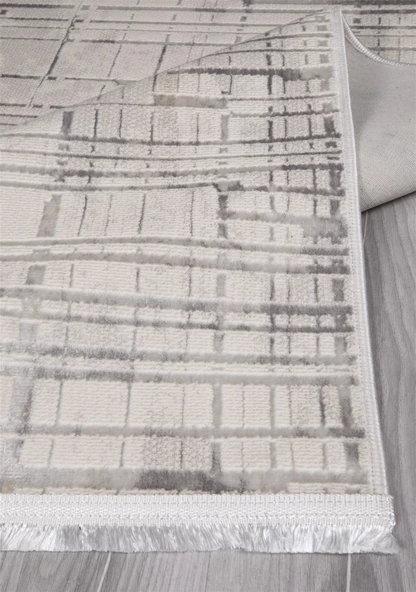 Modern Dekoratif Dokuma Salon Oturma Odası Çocuk Odası Mutfak Halısı Antre Halı Yolluk Krem 4113C - 5