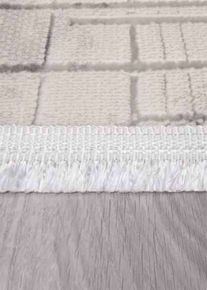 Modern Dekoratif Dokuma Salon Oturma Odası Çocuk Odası Mutfak Halısı Antre Halı Yolluk Krem 4113C - 7