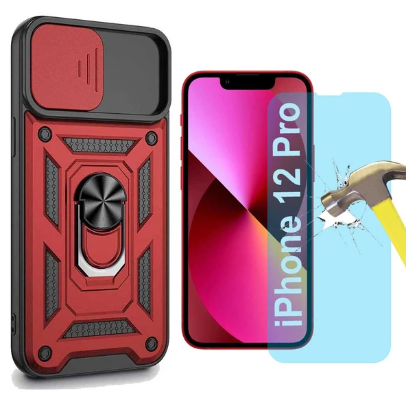 Apple iPhone 12 Pro Uyumlu Koruma Seti Tank Kılıf ve Nano Cam Set - 4