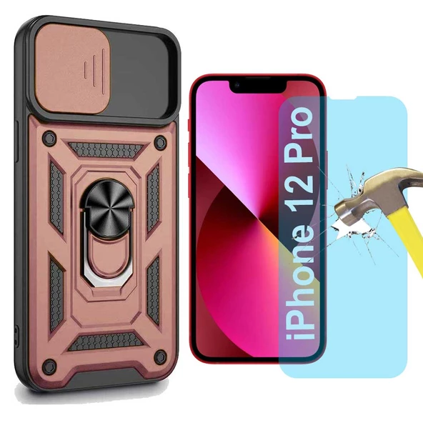 Apple iPhone 12 Pro Uyumlu Koruma Seti Tank Kılıf ve Nano Cam Set