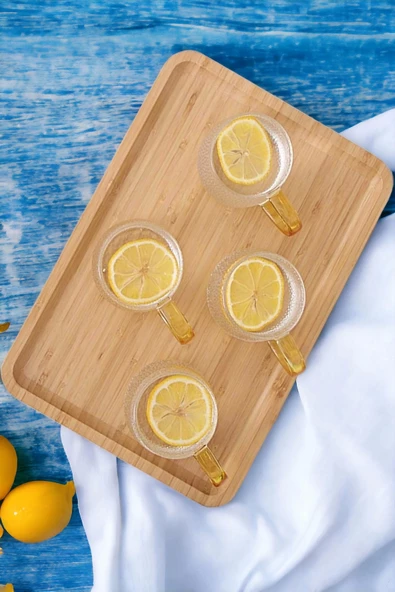 2li Büyük Boy Gourmet Bambu Kahvaltı Tabağı Pasta Servis Sunum Tepsi İkramlık Ahşap Tabak 36X24 Set - 3
