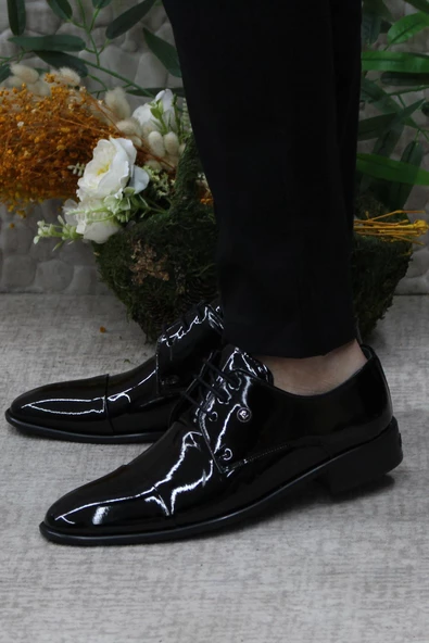 Pierre Cardin 7028 Siyah Rugan Damat Ayakkabısı Takım Ayakkabısı Erkek Klasik Ayakkabı - Resim 3