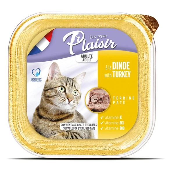 Plaisir Pate 100Gr Hindi Etli 12Adet Yaş Kedi Maması