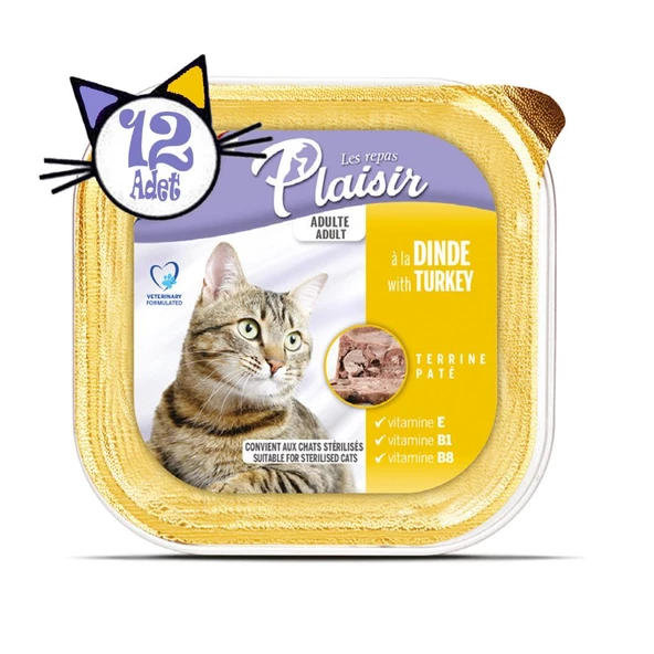 Plaisir Pate 100Gr Hindi Etli 12Adet Yaş Kedi Maması - 2