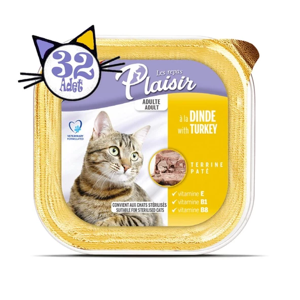Plaisir Pate 100Gr Hindi Etli 32Adet Yaş Kedi Maması - 2