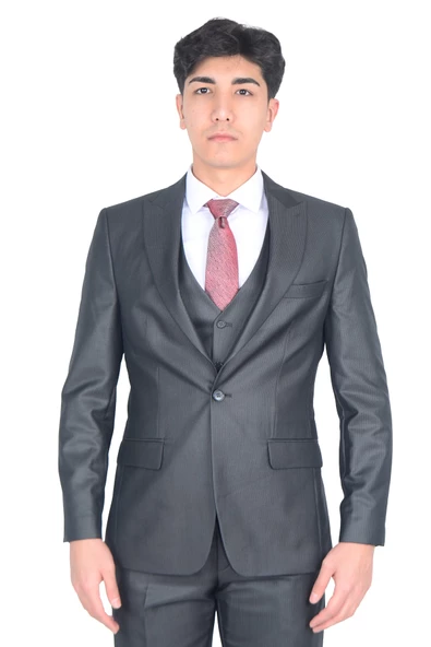 Cengiz İnler Dokulu Kırlangıç Yaka Erkek Yelekli Takım Elbise ürün görseli