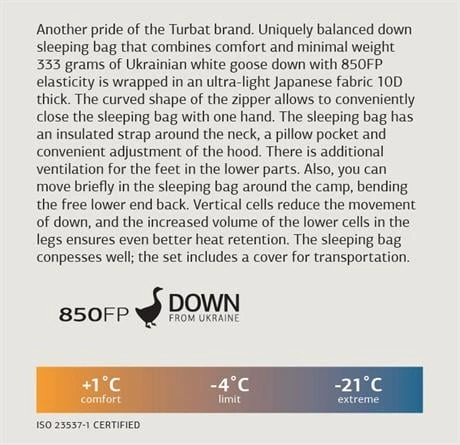 Turbat Ultar -21'C Superlite Uyku Tulumu - 185L, Sarı - 8