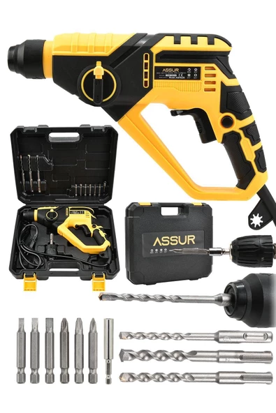 Assur 250W Extra Güçlü 2 Kademeli Elektrikli Hilti Matkap Sarı