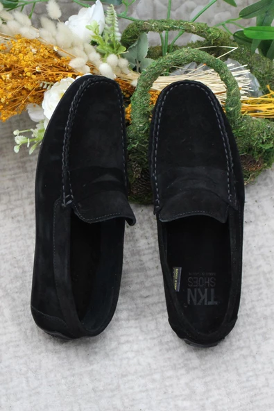 Mehmet Mete 31112 Siyah Süet Hakiki Deri Loafer Erkek Babet Erkek Ayakkabı - Resim 6