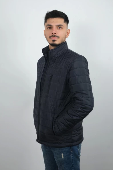 Erkek Cepli ve Fermuarlı Mont Lacivert - 4
