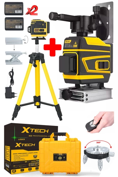 STAXX 12 Köşe 360 Derece Yatay Dikey Çapraz Çizgi Kumandalı Ve Çantalı Lazer Metre Hizalama + Tripot - 2