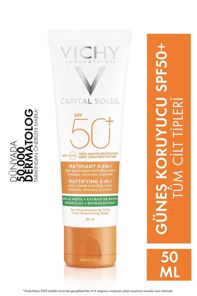 Vichy Capital Ideal Soleil Anti Brillance Matifiant 3 in 1 Cream SPF50 50 ml