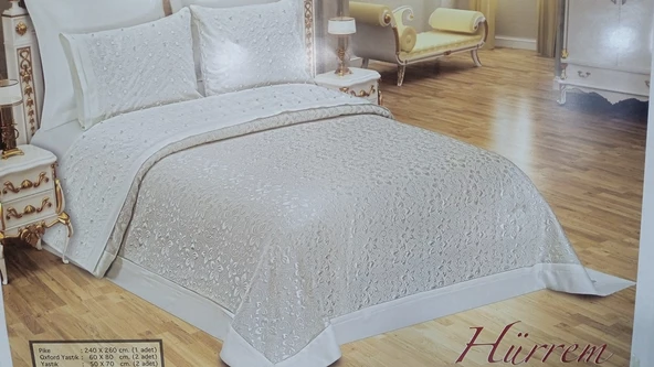 ipek çeyiz çift kişilik pike takımı krem hürrem
