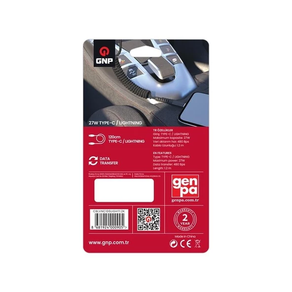 Gnp 60w Akordiyon Type-c to Lightning 1.2m Siyah Araç içi Kablo - 2
