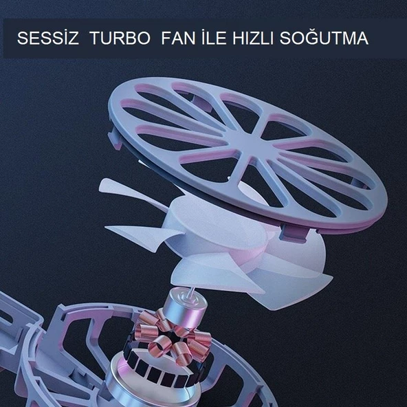 UpWay Katlanabilir Alüminyum Turbo Fanlı Macbook Laptop Soğutucu Stand 10-17 İnç - 4