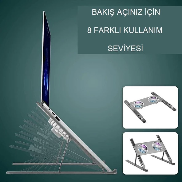 UpWay Katlanabilir Alüminyum Turbo Fanlı Macbook Laptop Soğutucu Stand 10-17 İnç - 5