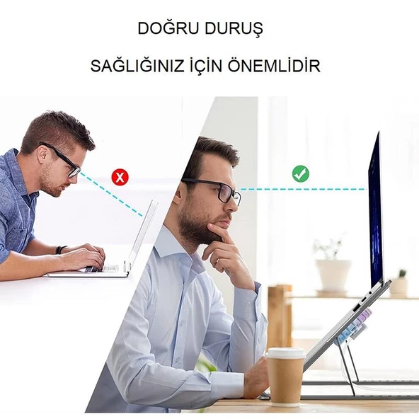 UpWay Katlanabilir Alüminyum Turbo Fanlı Macbook Laptop Soğutucu Stand 10-17 İnç - 7
