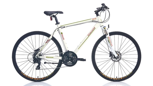 Bianchi Touring 513 HD Fren 21 Vites 28 Jant Şehir Bisikleti Altın Beyaz Açık Haki 46 Kadro
