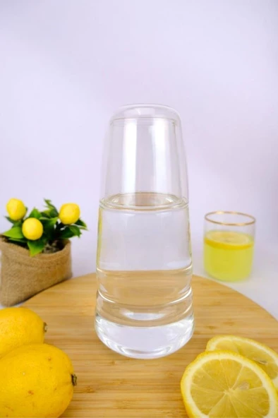 Digithome Cam Kapaklı Başucu Su ve Meşrubat Sürahisi Karaf Şişe 750 Ml – 04145 C1-1-154 - 3