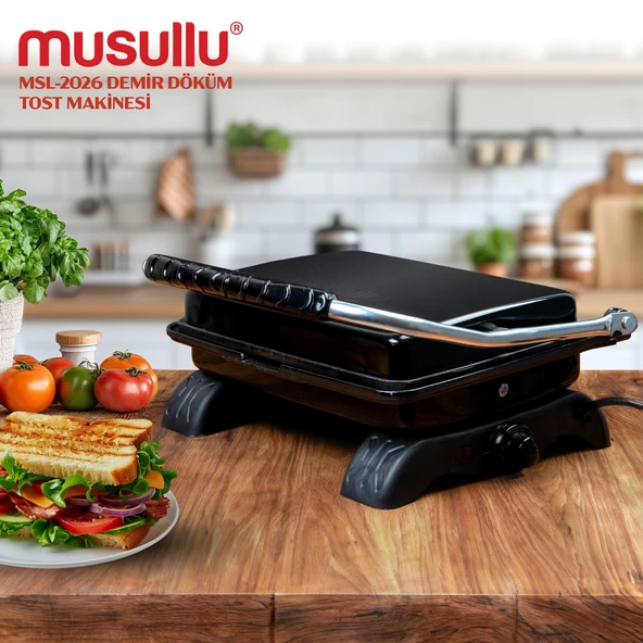 Siyah Döküm Organik Tost Makinesi 1800w Msl-2026 - 2