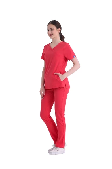 CLOWER- Kadın Likralı Nar Çiçeği Üniforma Takımı - Resim 2