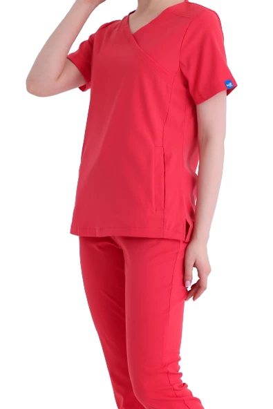 CLOWER- Kadın Likralı Nar Çiçeği Üniforma Takımı - Resim 3