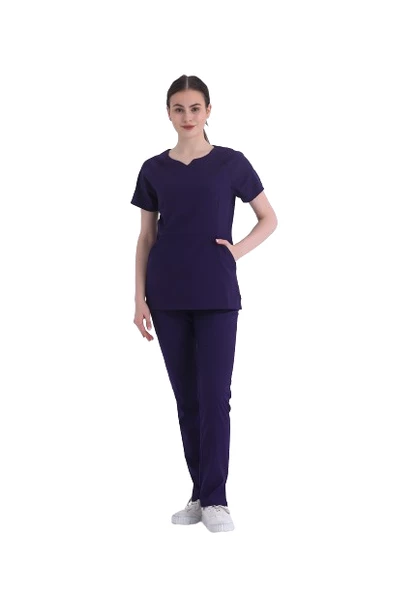 FREESIA- Kadın Likralı Mor Üniforma Takımı ürün görseli 1