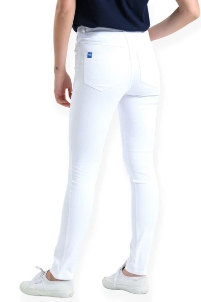 Kadın Likralı Beyaz Jean - 3