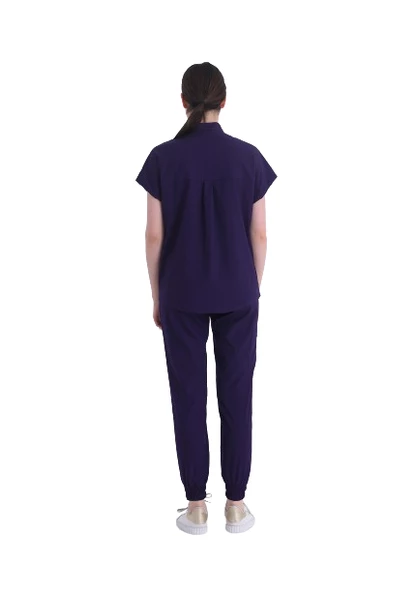 SANEM- Kadın Likralı Mor Üniforma Takımı - Resim 2