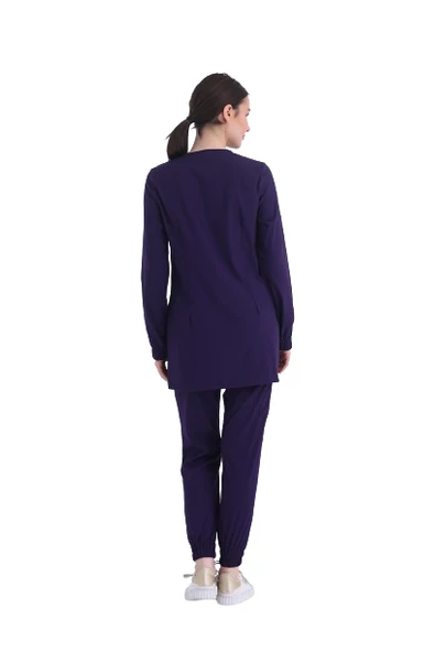 TULIP- Kadın Likralı Mor Üniforma Takımı - Resim 3