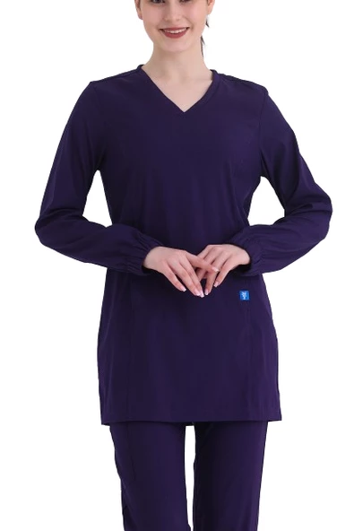 TULIP- Kadın Likralı Mor Üniforma Takımı - Resim 2