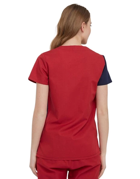 SELEN Kadın Koton Kırmızı Üst Üniforma - Resim 2