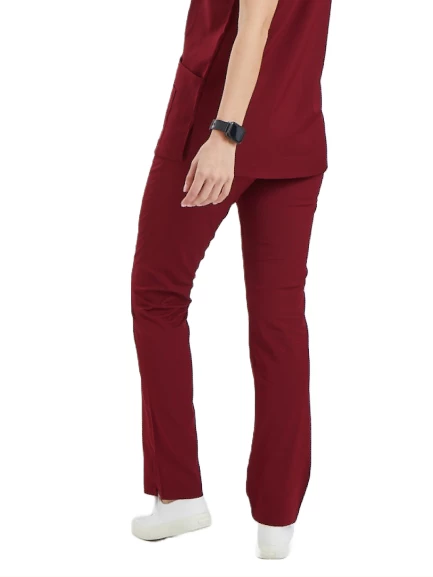 BASIC- Kadın Likralı Bordo Üniforma Pantolon - Resim 3