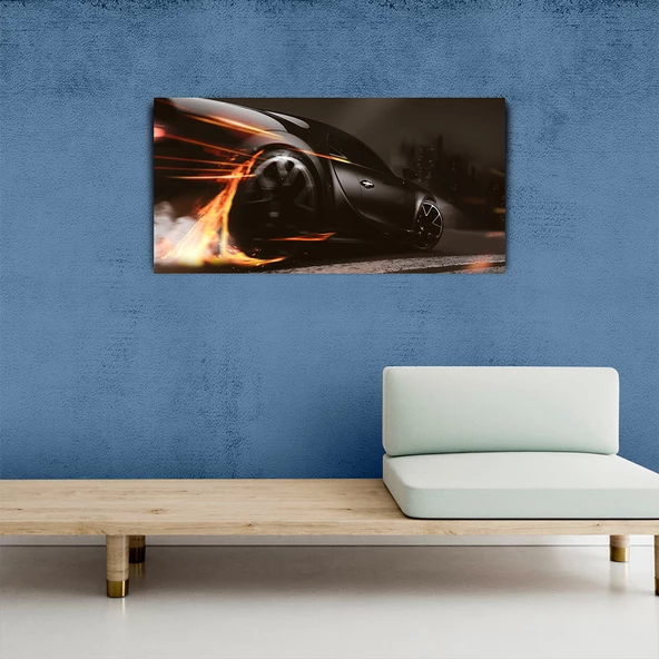Modern Siyah Araba Kanvas Tablo 60x120 ürün görseli 1